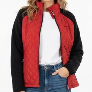 Ralph Lauren Black Fleece Jacket w/ Red Quilted | Size M | Cozy + Polished